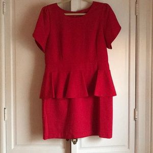 Red cocktail peplum cocktail dress
